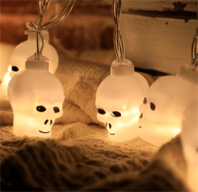 Halloween Battery Remote Control USB LED String Lights (Option: Small skull-3meters 20lights color)
